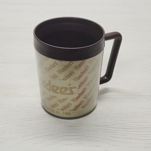Vtg 1983 Hardee's Coffee Mug Insulated Plastic Eagle USA Fast Food Promo March 3 - Picture 1 of 12